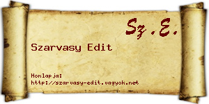 Szarvasy Edit névjegykártya
